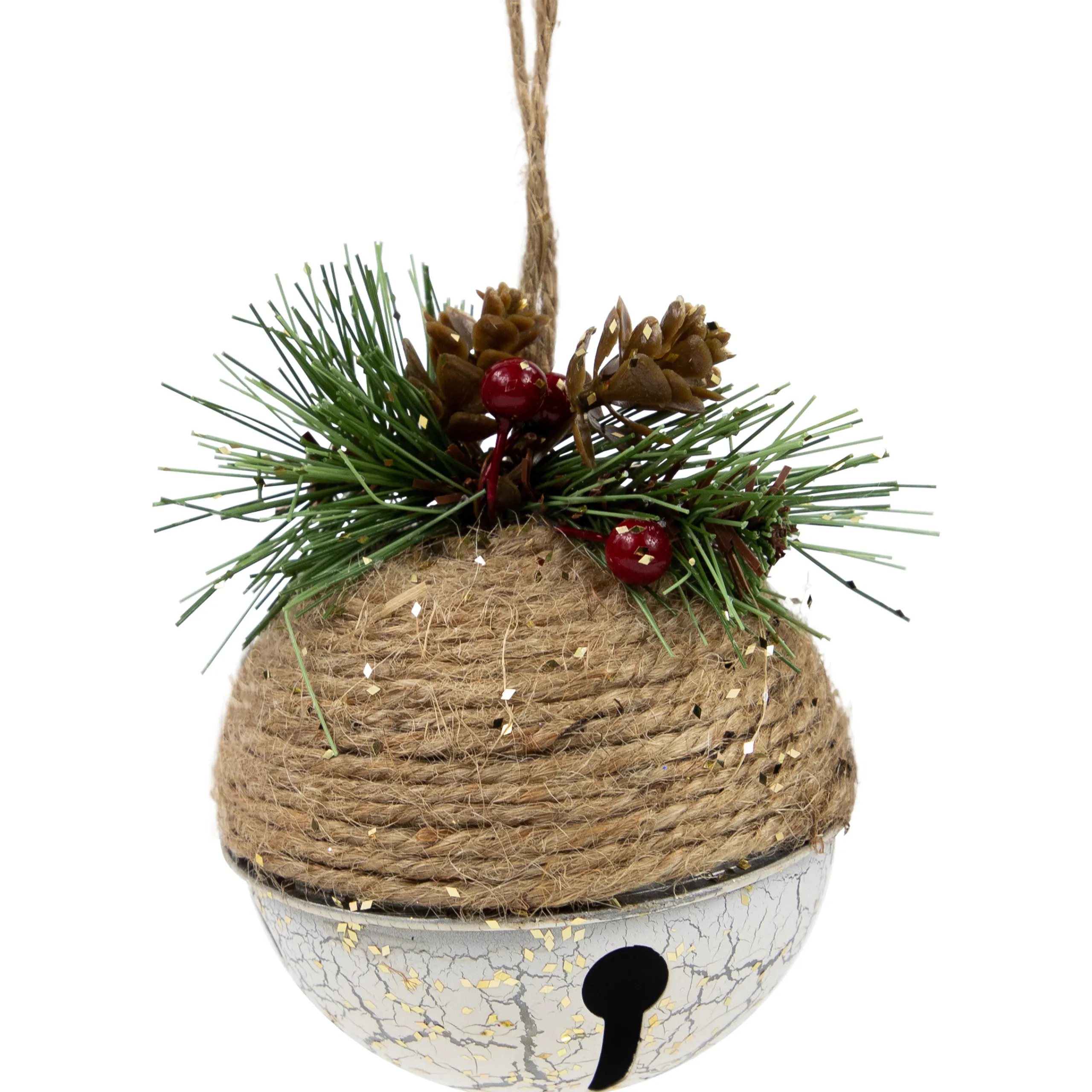 Northlight Bells & Jingle Buddies>5" Acorn Jingle Bell With Holly Berry And Pine Cones Christmas Ornament