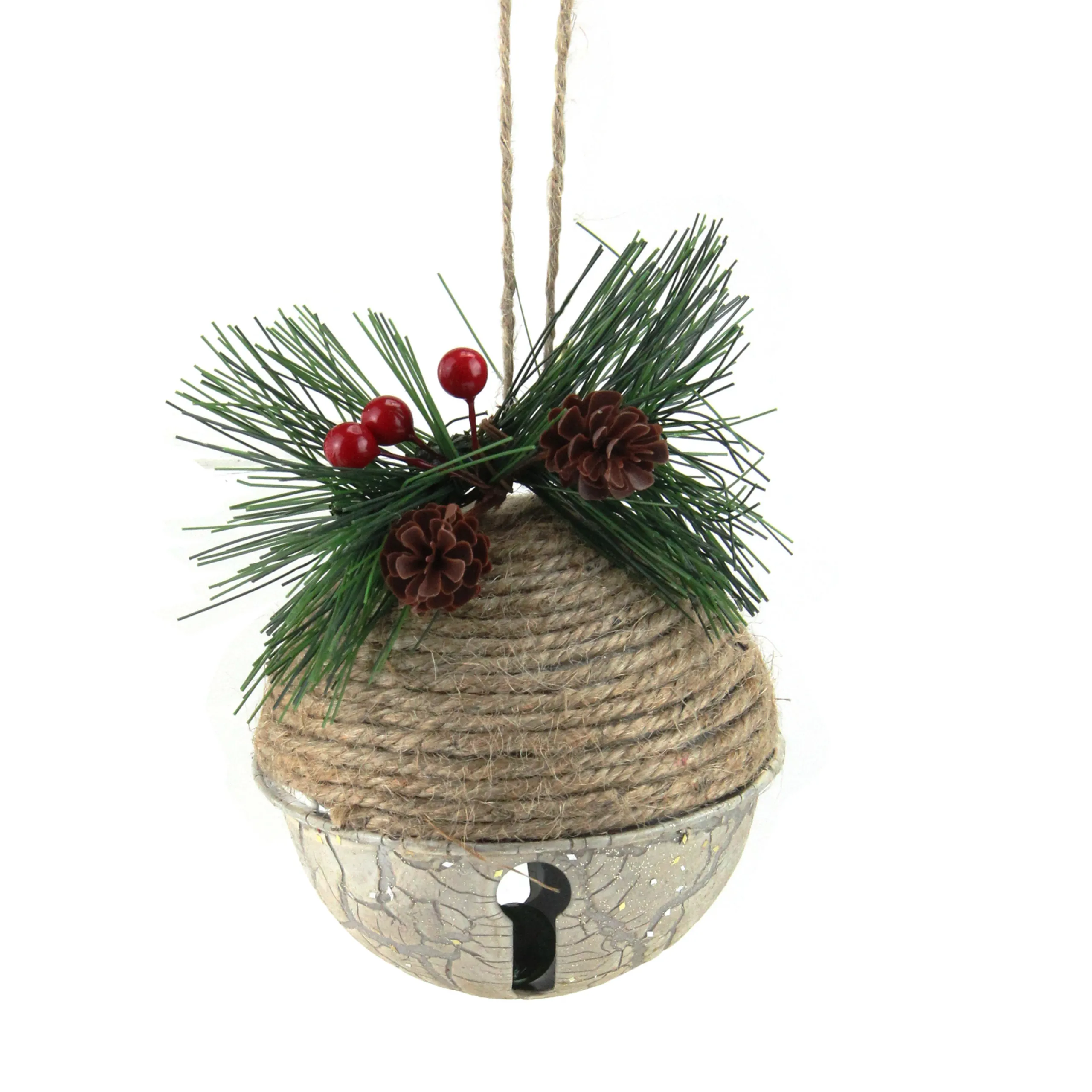 Northlight Bells & Jingle Buddies>5" Acorn Jingle Bell With Holly Berry And Pine Cones Christmas Ornament
