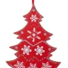 Kurt Adler Trees & Wreaths>6.5" Alpine Chic Red And White Wooden Nordic Christmas Tree Ornament