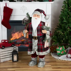 Santa Figures*Northlight 36" Alpine Chic Santa Claus With Snowshoes And Skis Christmas Figure
