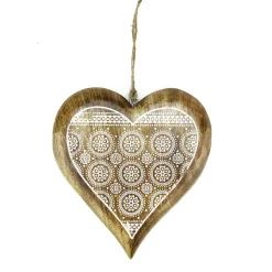 Kaemingk Hearts>8.5" Alpine Heart With Snowflake Hanging Christmas Ornament