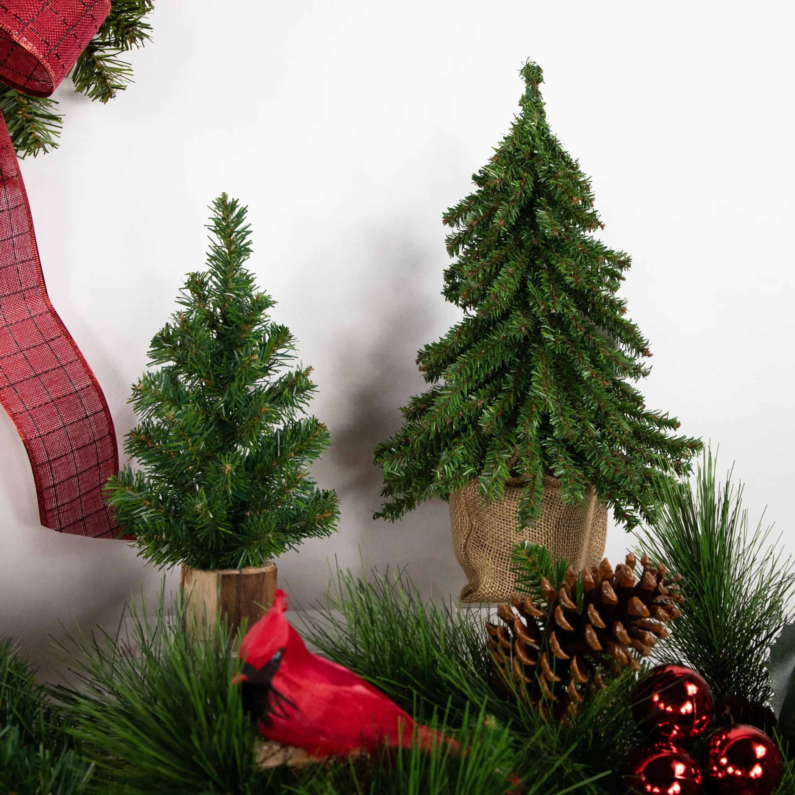 Northlight 2.5 Feet Tall And Smaller>10" Alpine Medium Artificial Christmas Tree With Wooden Base - Unlit