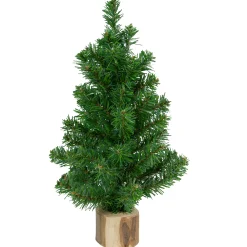 Northlight 2.5 Feet Tall And Smaller>12.25" Alpine Slim Artificial Christmas Tree With Wood Base, Unlit