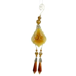 Allstate Pendants & Drops>9" Amber And Gold Faceted Beads Christmas Pendant Ornament
