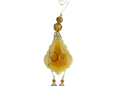 Allstate Pendants & Drops>9" Amber And Gold Faceted Beads Christmas Pendant Ornament