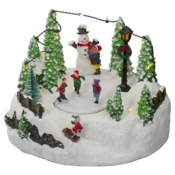 Christmas Villages*Northlight 9" Animated And Musical Lighted Christmas Skating Scene With Snowman