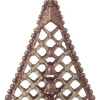 Raz Finials>5" Antique Brown Glittered Cross Hatch Ball Finial Christmas Ornament