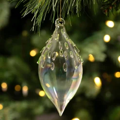 Northlight Finials>5" Aqua Blue Teardrop Finial Glass Christmas Ornament