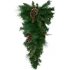 Unlit Teardrops*Northlight 28" Artificial Mixed Pine With Pine Cones And Gold Glitter Christmas Teardrop Swag - Unlit