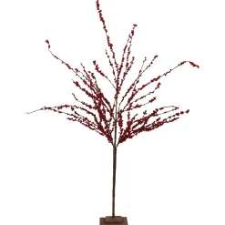Northlight Twig Trees>50" Artificial Red Berry Christmas Twig Tree With Square Stand, Unlit