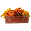Northlight 14" Autumn Harvest Maple Leaf And Berry Arrangement In Rustic Wooden Box Centerpiece