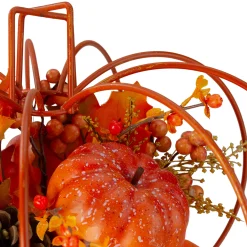 Northlight 12" Autumn Harvest Maple Leaf And Berry Pumpkin Tabletop Centerpiece