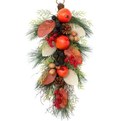 Northlight 30" Autumn Harvest Mixed Berry And Pomegranate Artificial Teardrop Swag - Unlit
