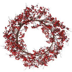 Berry Wreaths*Select Artificials 24" Autumn Harvest Red And Burgundy Currant Berry Artificial Wreath - Unlit