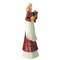 Northlight 13" Autumn Harvest Wood Carved Thanksgiving Pilgrim Woman Decorative Figure