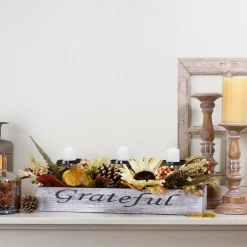 Northlight 30" Autumn Sunflower "Grateful" Candle Holder Centerpiece