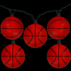Kurt Adler 10 Basketball Sport Christmas Novelty Light Set - 11.5 Ft Green Wire