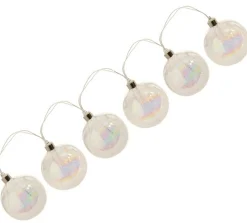 Raz 5 Battery Operated Clear Iridescent Frosted Ball Led Mini Christmas Lights - 2.1 Ft Silver Wire