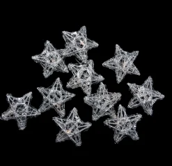 PENN 10 Battery Operated Clear Led Spun Glass Star Christmas Lights