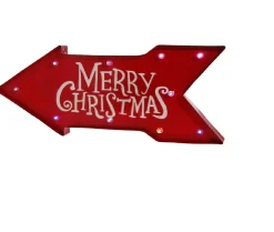 Raz 23" Battery Operated Lighted Color Changing Red Arrow Merry Christmas Sign