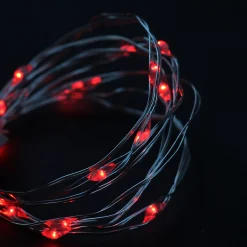 Northlight 18 Battery Operated Red Led Micro Fairy Christmas Lights - 4.25 Ft Silver Wire