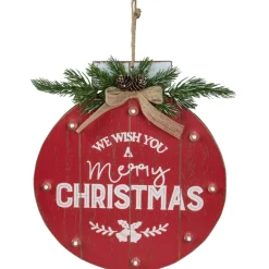 Signs & Plaques*Northlight 13.75" Battery Operated Red Ornament "We Wish You A Merry Christmas" Wall Sign