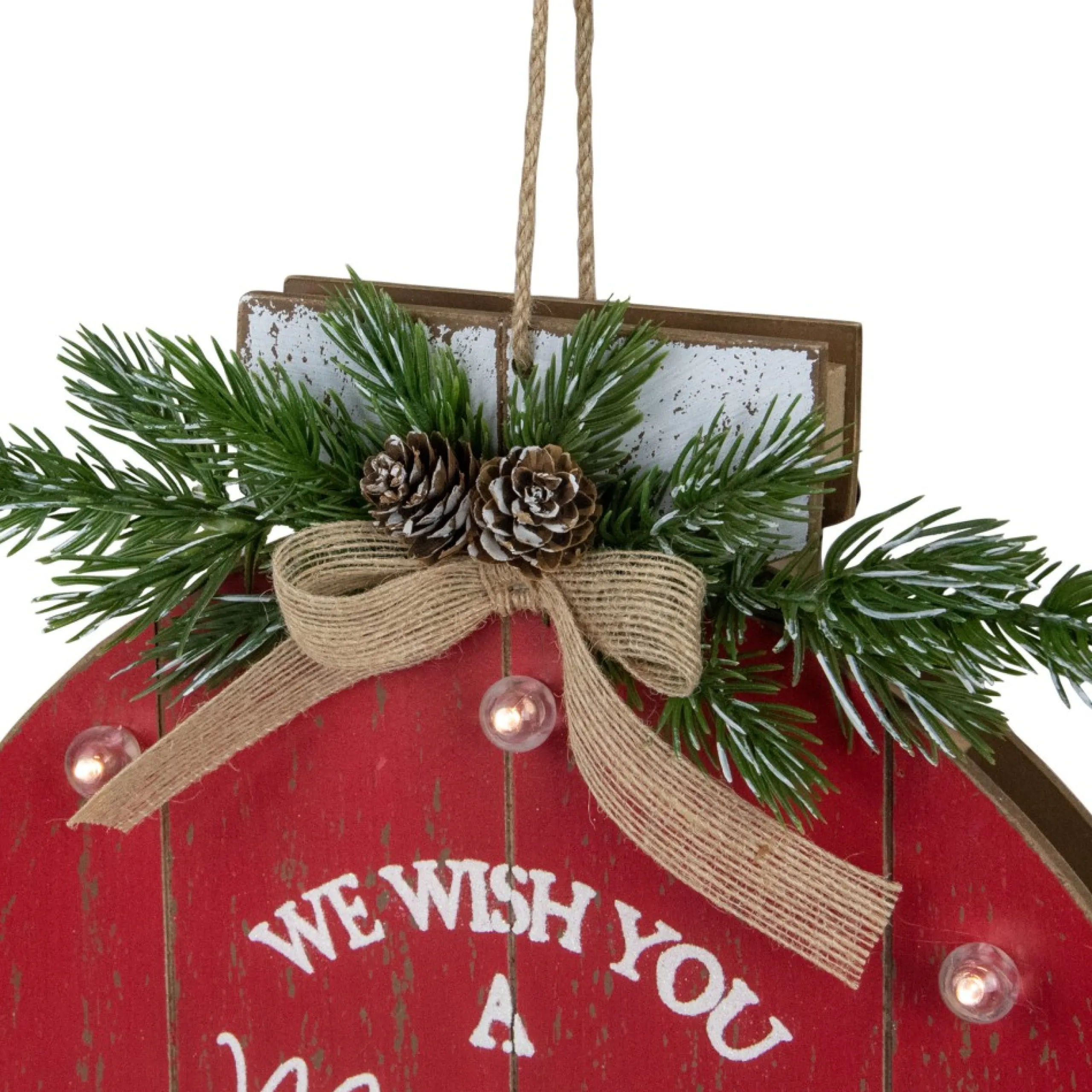 Signs & Plaques*Northlight 13.75" Battery Operated Red Ornament "We Wish You A Merry Christmas" Wall Sign