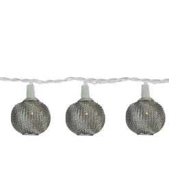 Sienna 10 Battery Operated Silver Mini Patio Lights - 7.5 Ft White Wire