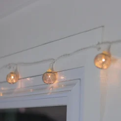 Sienna 10 Battery Operated Silver Mini Patio Lights - 7.5 Ft White Wire