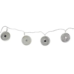 Midwest 10 Battery Operated Silver Dream Catcher Disk Christmas Lights - 68Ft, Clear Wire