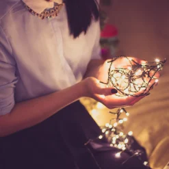 Northlight 20 Battery Operated Warm White Led Wide Angle Christmas Lights - 9.5 Ft Green Wire