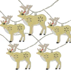 Northlight 10 Battery Operated Warm White Led Reindeer Christmas Lights - 4.5 Ft Clear Wire