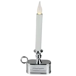 Brite Star 11" Battery Operated White And Silver Led Christmas Candle Lamp With Toned Base