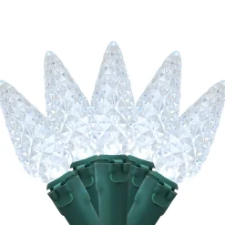 Brite Star 35 Battery Operated White Faceted Led C6 Christmas Lights - 11 Ft Green Wire