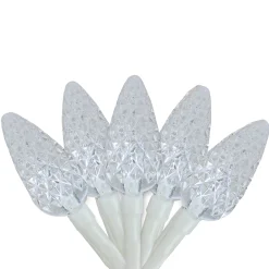 Brite Star 35 Battery Operated White Led Faceted C6 Christmas Lights - 12.25 Ft White Wire