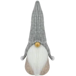 Gnomes*Northlight 9" Beige And Gray Gnome With Knitted Hat Christmas Figure