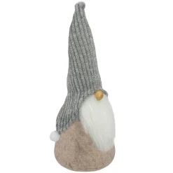 Gnomes*Northlight 9" Beige And Gray Gnome With Knitted Hat Christmas Figure