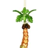 GC Home & Garden Trees & Wreaths>6" Beige And Green Palm Tree Hand Blown Glass Hanging Figurine Ornament