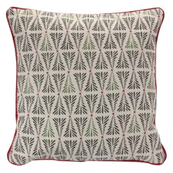 Pillows & Throws*Melrose 18" Beige And Green Pine Tree Cotton Christmas Throw Pillow