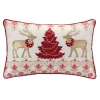 Pillows & Throws*Melrose 19" Beige And Red Embroidered Nordic Reindeer Rectangular Christmas Throw Pillow