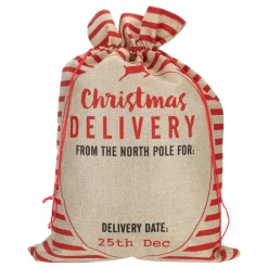 Decoration Storage*Northlight 27" Beige And Red Striped "Christmas Delivery" Tie Gift Bag