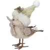 Table Top Pieces*Northlight 8" Beige And White Plush Bird In Santa Hat Christmas Figure