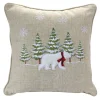 Pillows & Throws*Melrose 17" Beige And White Polar Bear Forest Embroidered Christmas Throw Pillow