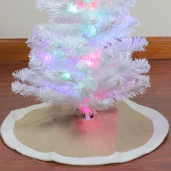 Mini Tree Skirts*Northlight 20" Beige Burlap Mini Christmas Tree Skirt With Fleece Border