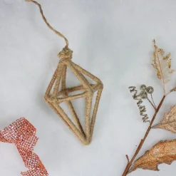 Allstate Pendants & Drops>6" Beige Jute Wrapped Open Kismet Christmas Ornament