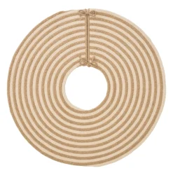 48 Inch And Smaller*Colonial Mills 44" Beige Shag Striped Round Christmas Tree Skirt