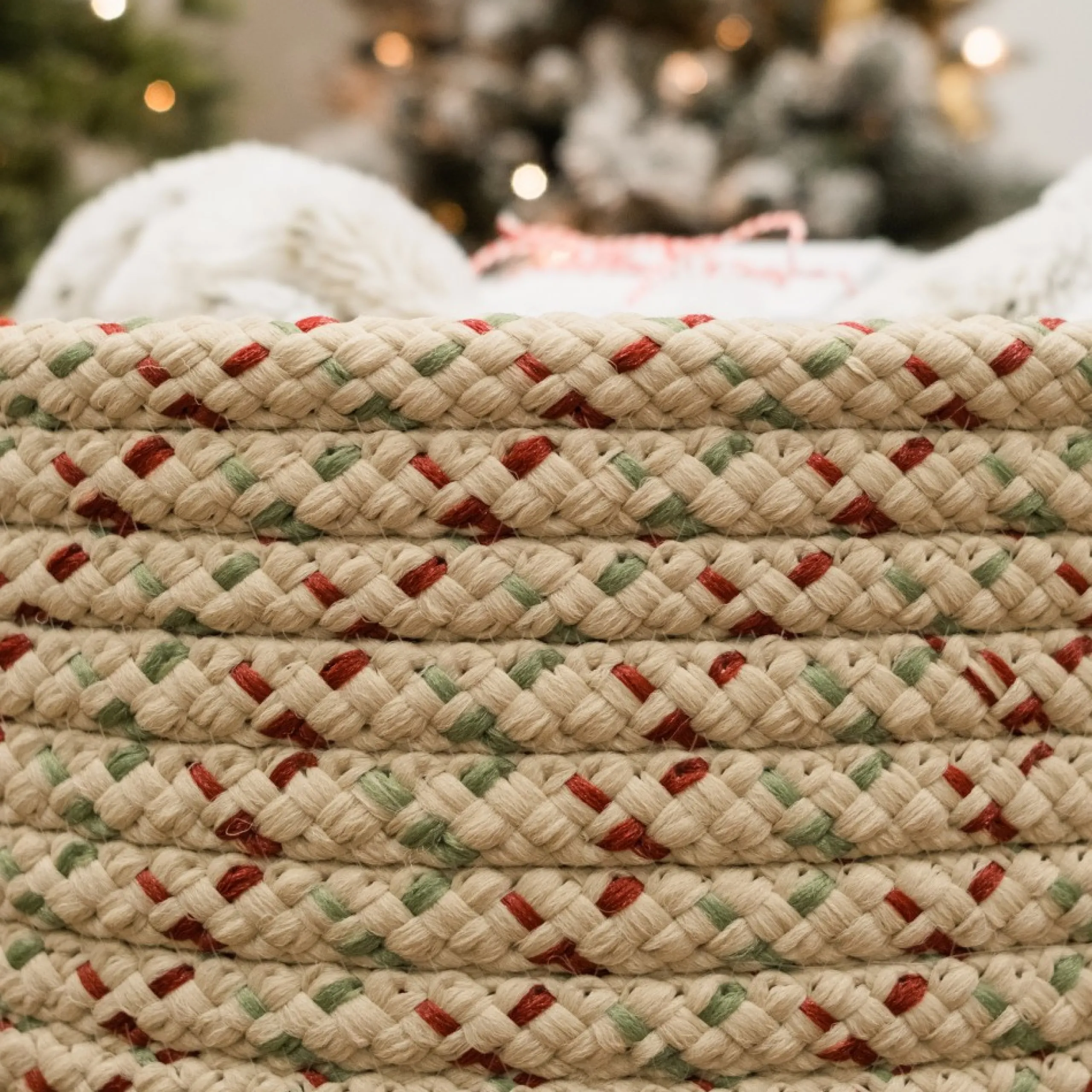 Decoration Storage*Colonial Mills 16" Beige Woven Dasher Braided Round Christmas Storage Basket