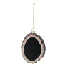 Melrose Woodland>4.25" Black And Brown Oval Chalkboard Tree Stump Glass Christmas Ornament