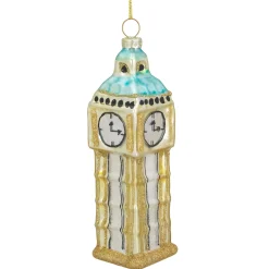 Northlight Travel & Destinations>4.75" Black And Gold Glass Big Ben Christmas Ornament