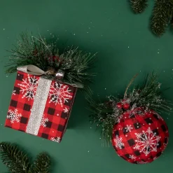Northlight Snowflakes>6" Black And Red Buffalo Plaid Gift Box Christmas Ornament